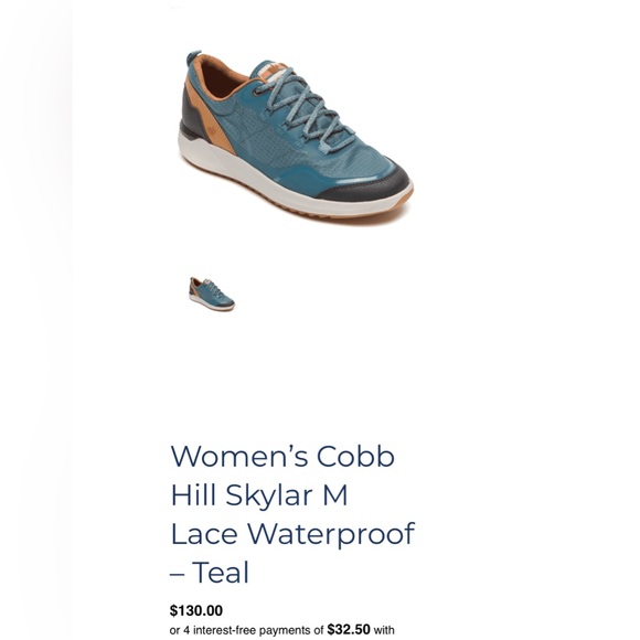 Cobb Hill Skylar Mesh Lace Waterproof Sneaker (Women) - Teal New No Box - Picture 2 of 12